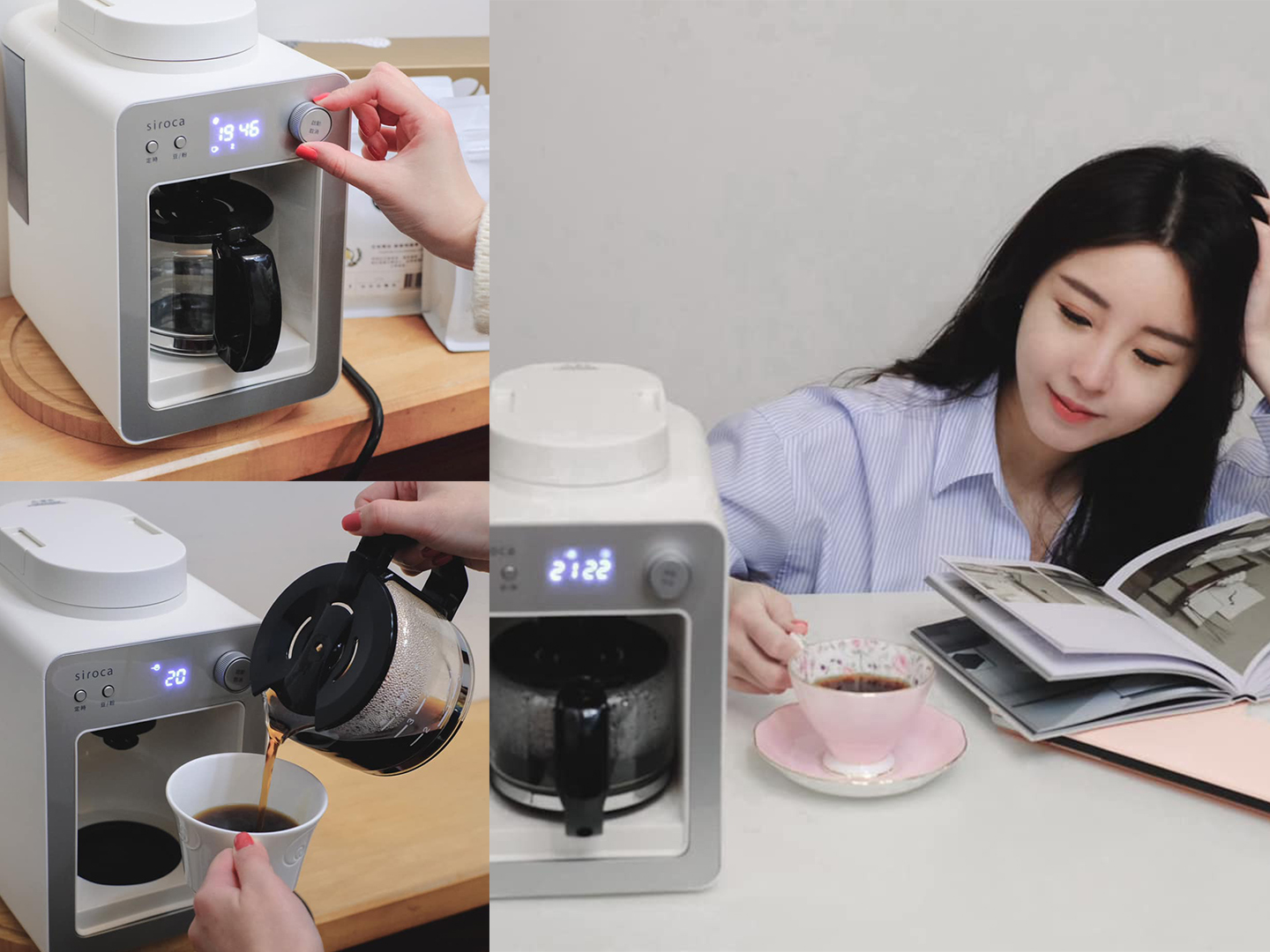 妮娜:最喜歡24小時預約沖煮功能，煮好30分鐘還會自動保溫 !